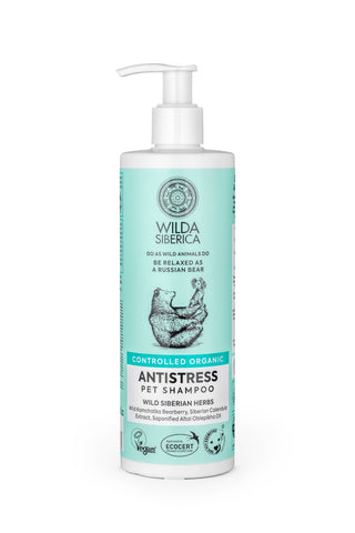 Wilda Siberica Antistress Pet Shampoo bottle on a white background